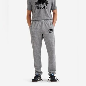 ROOTS Organic Sweat Pants - Salt & Pepper Gray Size Medium